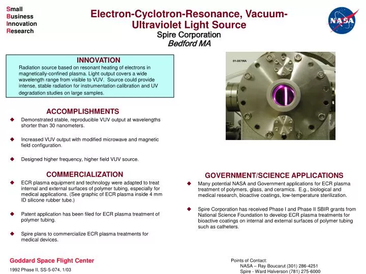 electron cyclotron resonance vacuum ultraviolet light source spire corporation bedford ma
