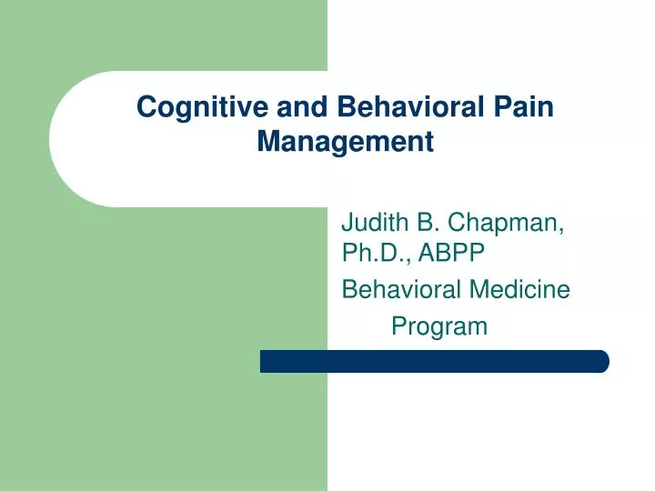 cognitive and behavioral pain management