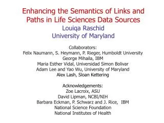 Enhancing the Semantics of Links and Paths in Life Sciences Data Sources