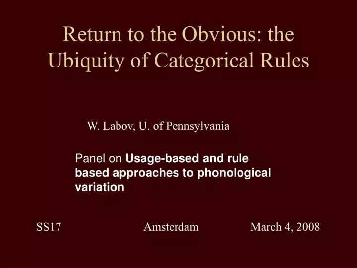 return to the obvious the ubiquity of categorical rules