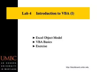 Lab 4 Introduction to VBA (I)