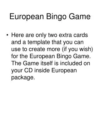 European Bingo Game