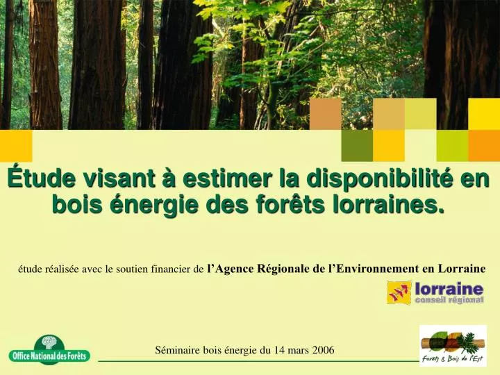 tude visant estimer la disponibilit en bois nergie des for ts lorraines