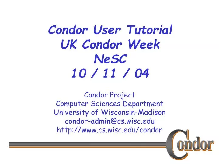 condor user tutorial uk condor week nesc 10 11 04