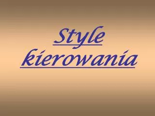 style kierowania