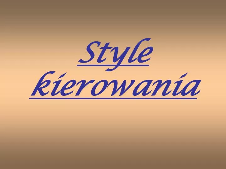 style kierowania