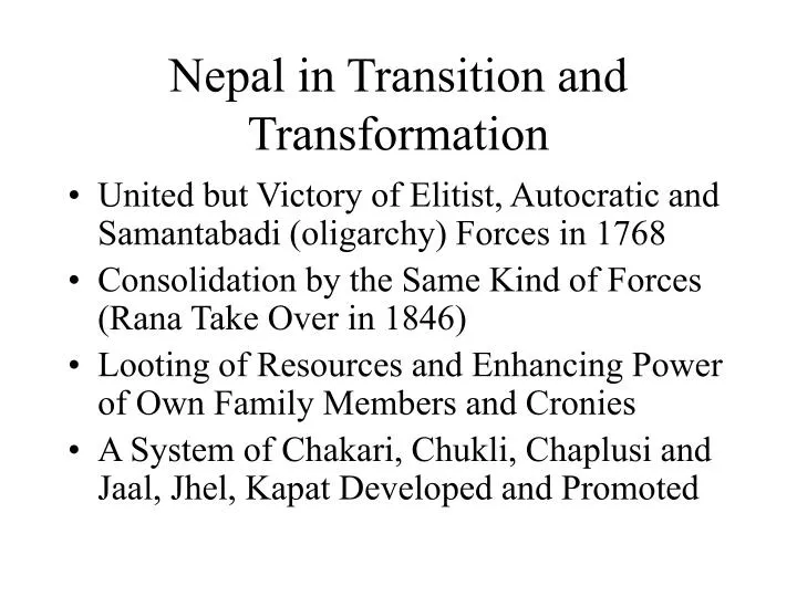 nepal in transition and transformation