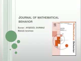Journal of mathematical behavior