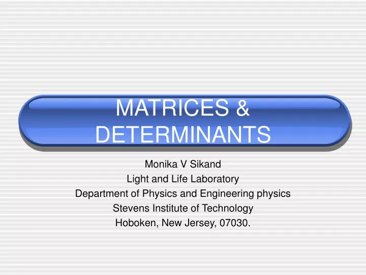 matrices determinants