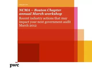 NCMA – Boston Chapter annual March workshop