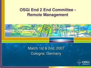 OSGi End 2 End Committee - Remote Management