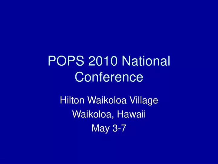 pops 2010 national conference