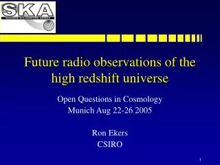 Future radio observations of the high redshift universe