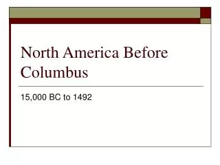 North America Before Columbus