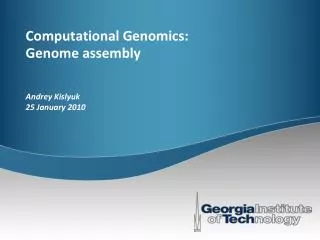 Computational Genomics: Genome assembly
