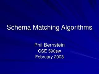Schema Matching Algorithms