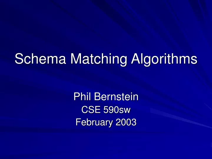schema matching algorithms