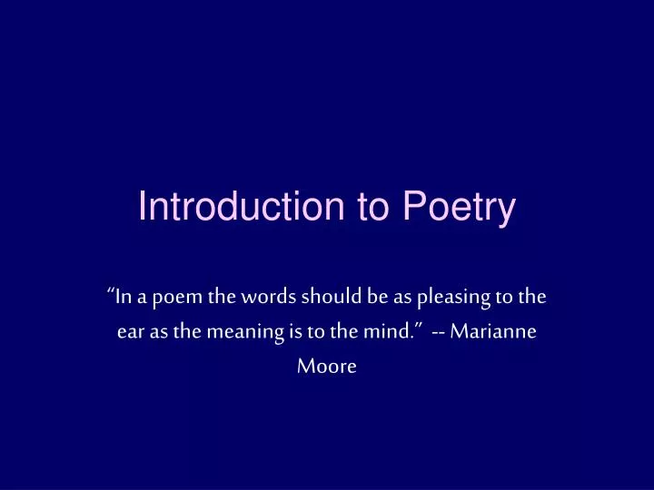 introduction to poetry