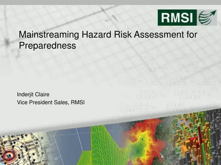mainstreaming hazard risk assessment for preparedness