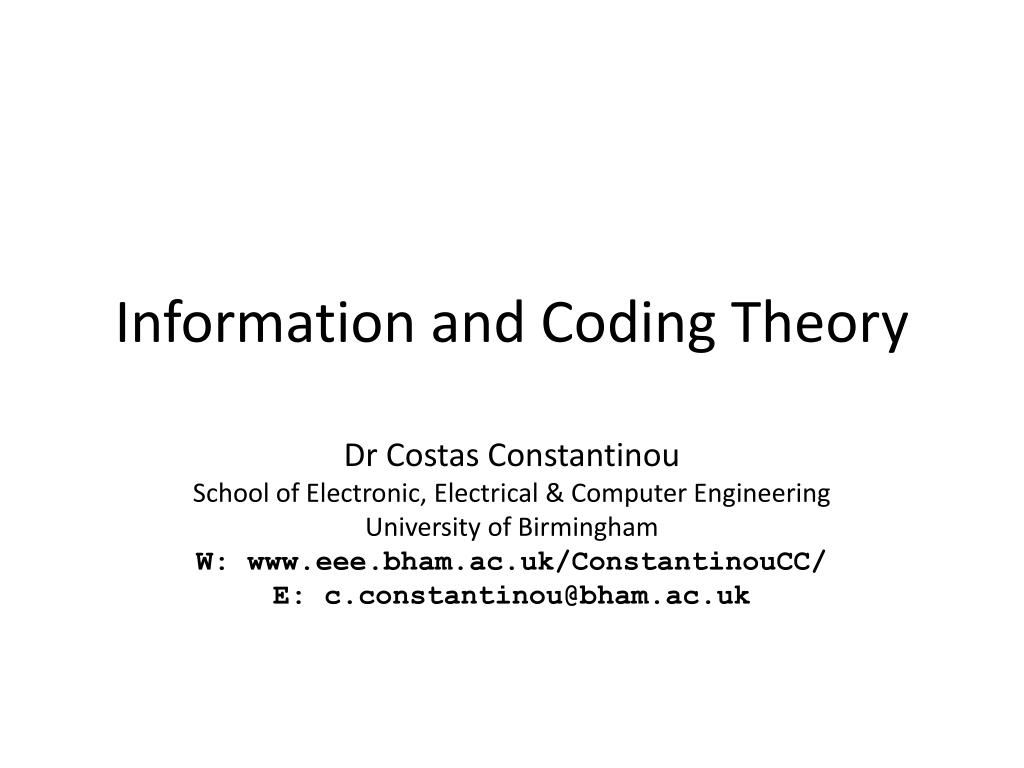 PPT - Information and Coding Theory PowerPoint Presentation, free ...