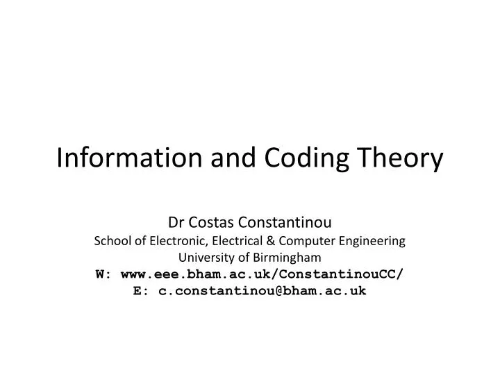 information and coding theory