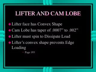 LIFTER AND CAM LOBE