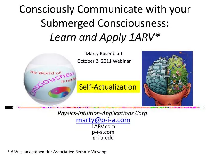 consciously communicate with your submerged consciousness learn and apply 1arv