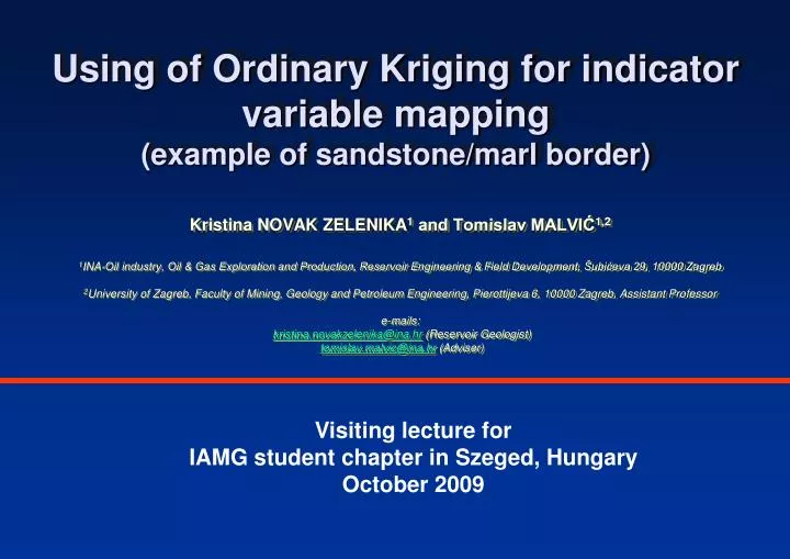 using of ordinary kriging for indicator variable mapping example of sandstone marl border