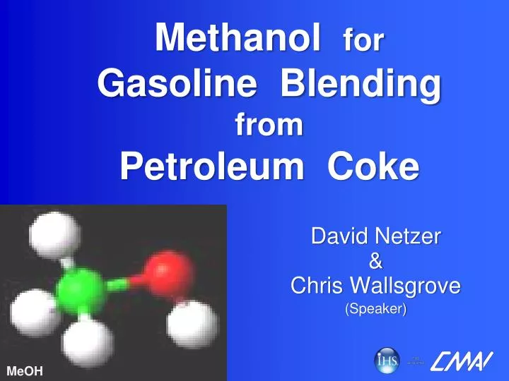methanol for gasoline blending from petroleum coke