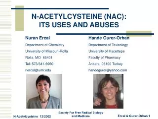 N-ACETYLCYSTEINE (NAC): ITS USES AND ABUSES