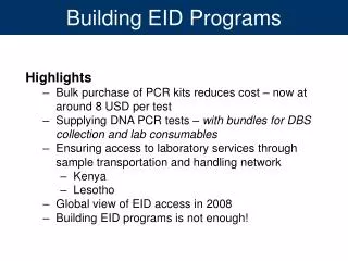 Building EID Programs