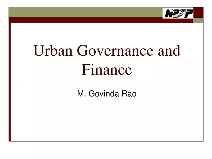 urban governance and finance