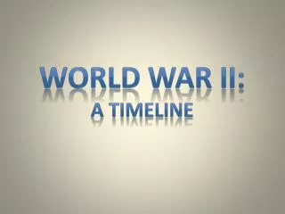 WORLD WAR ii: A TIMELINE