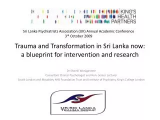 Trauma and Transformation in Sri Lanka now: a blueprint for intervention and research