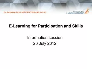 E-Learning for Participation and Skills