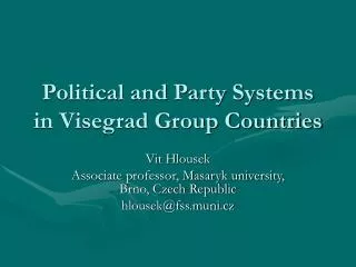 Political and Party Systems in Visegrad Group Countries