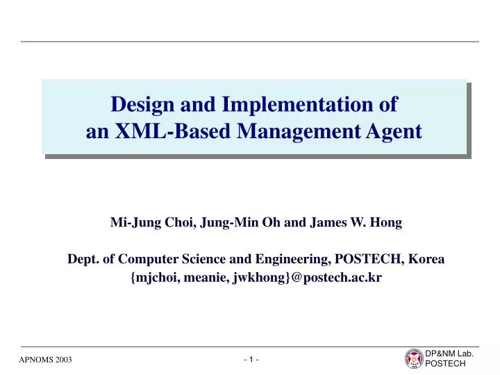 design and implementation of an xml based management agent