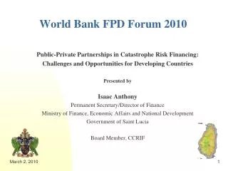 World Bank FPD Forum 2010