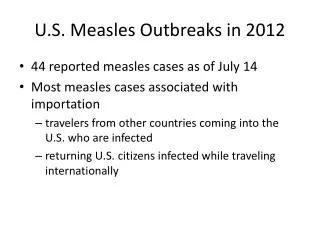 U.S. Measles Outbreaks in 2012