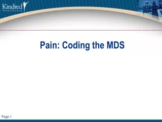 Pain: Coding the MDS
