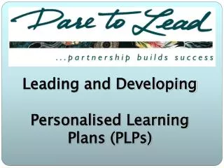 Leading and Developing Personalised Learning Plans (PLPs)
