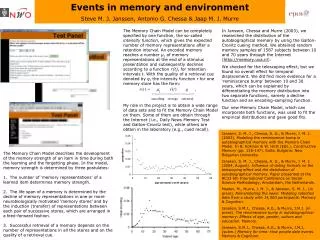Events in memory and environment Steve M. J. Janssen , Antonio G. Chessa &amp; Jaap M. J. Murre