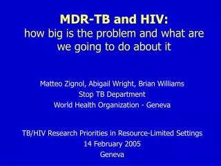 MDR-TB and HIV: how big is the problem and what are we going to do about it