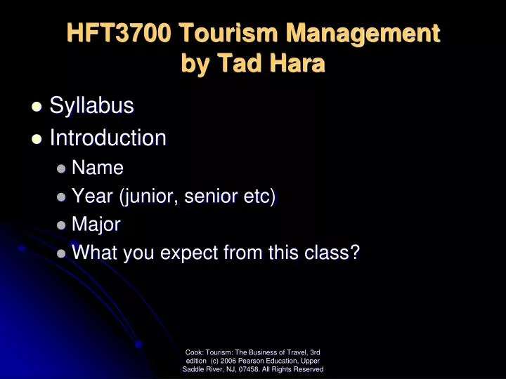 hft3700 tourism management by tad hara