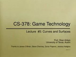 CS-378: Game Technology