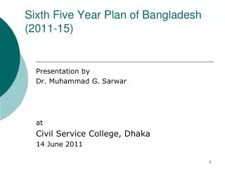 Sixth Five Year Plan of Bangladesh (2011-15)