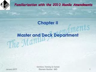 Chapter II Master and Deck Department