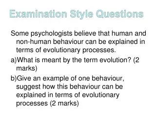 Examination Style Questions