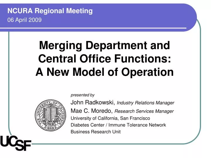 merging department and central office functions a new model of operation