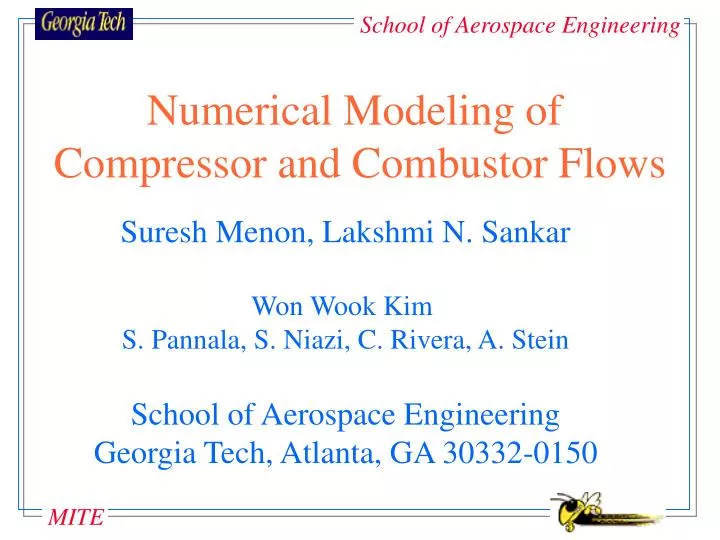 numerical modeling of compressor and combustor flows